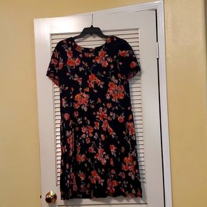 POSITIVE ATTITUDE FLORAL PLEATED REAR ZIP DRESS